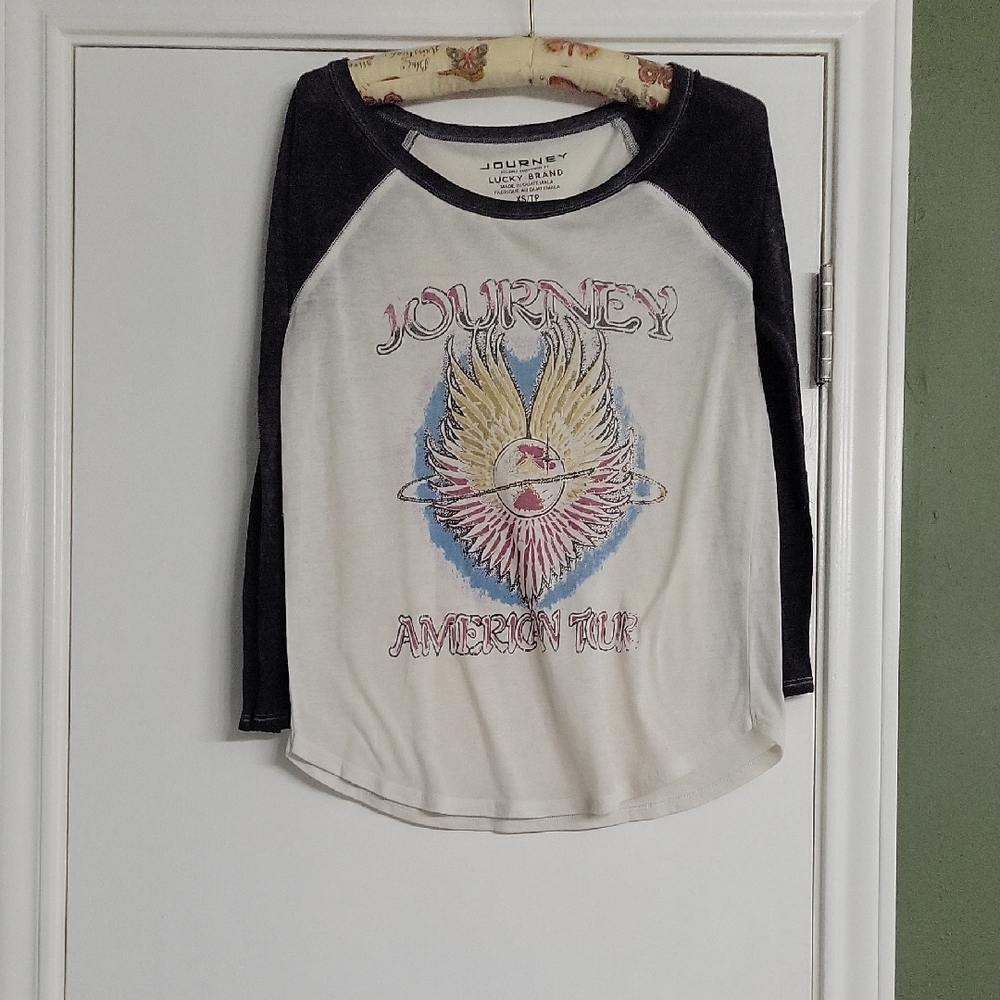 Lucky Brand Black and Cream Long Sleeve Tee